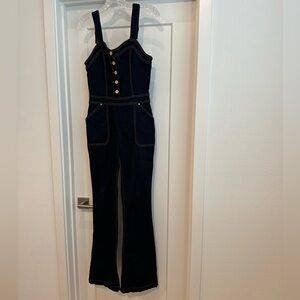 INC International Concepts Navy Denim button front jumpsuit